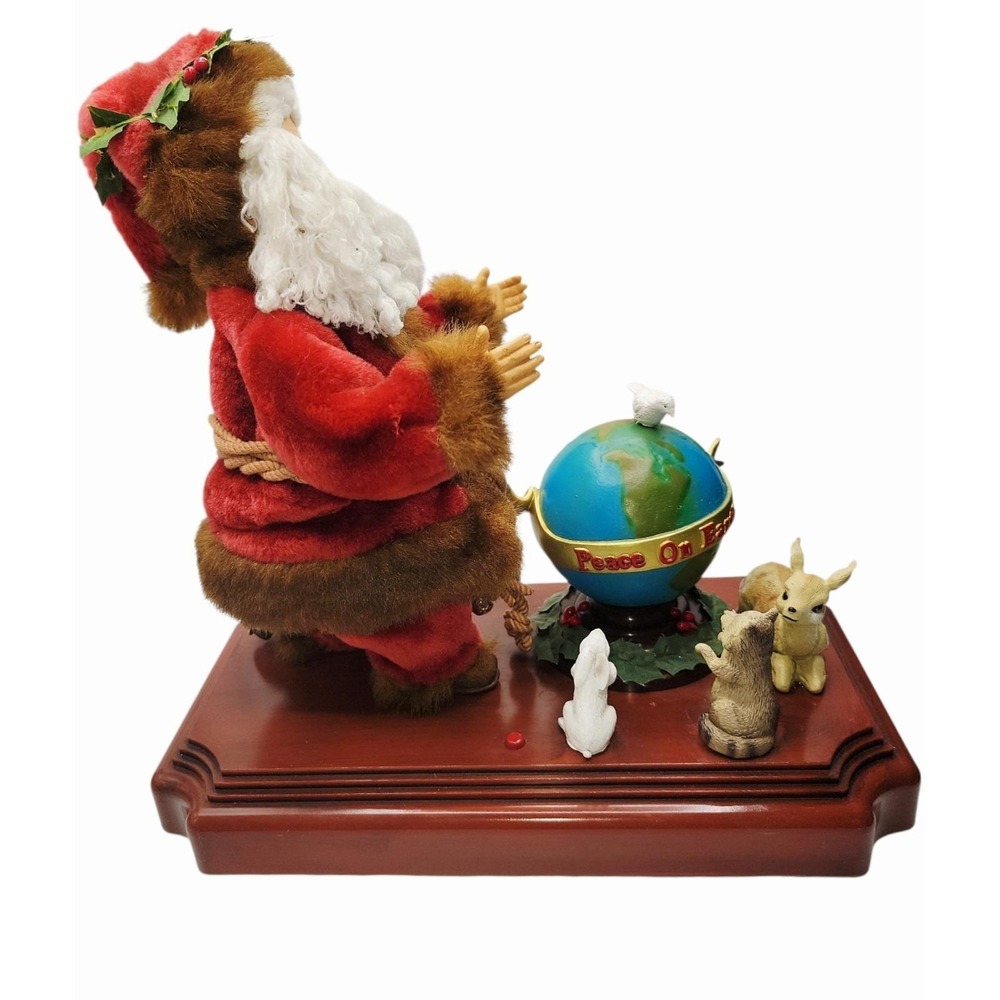 Holiday Time Musical Peace‎ on Earth Animated Santa Figurine w/ Box WORKS